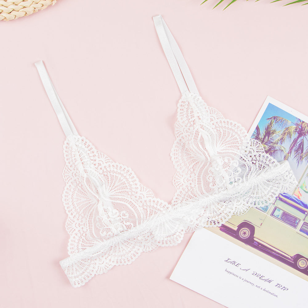 Fashionexport triangle cup french thin strap sexyintimates women's new pure desire lace lace breathable back bra