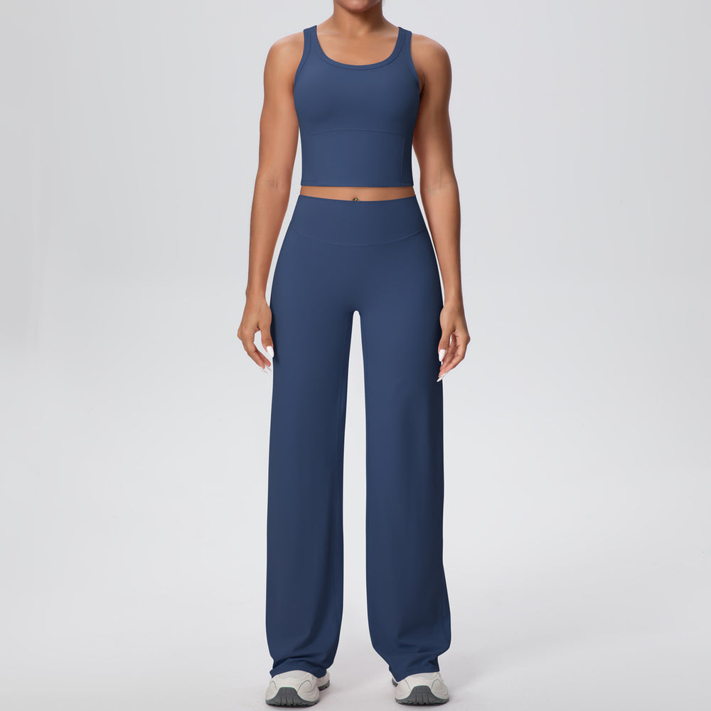 Naked feeling sports beautiful back yoga suit suit high waist silm hip straight-leg pants outdoor running quick-drying fitness suit