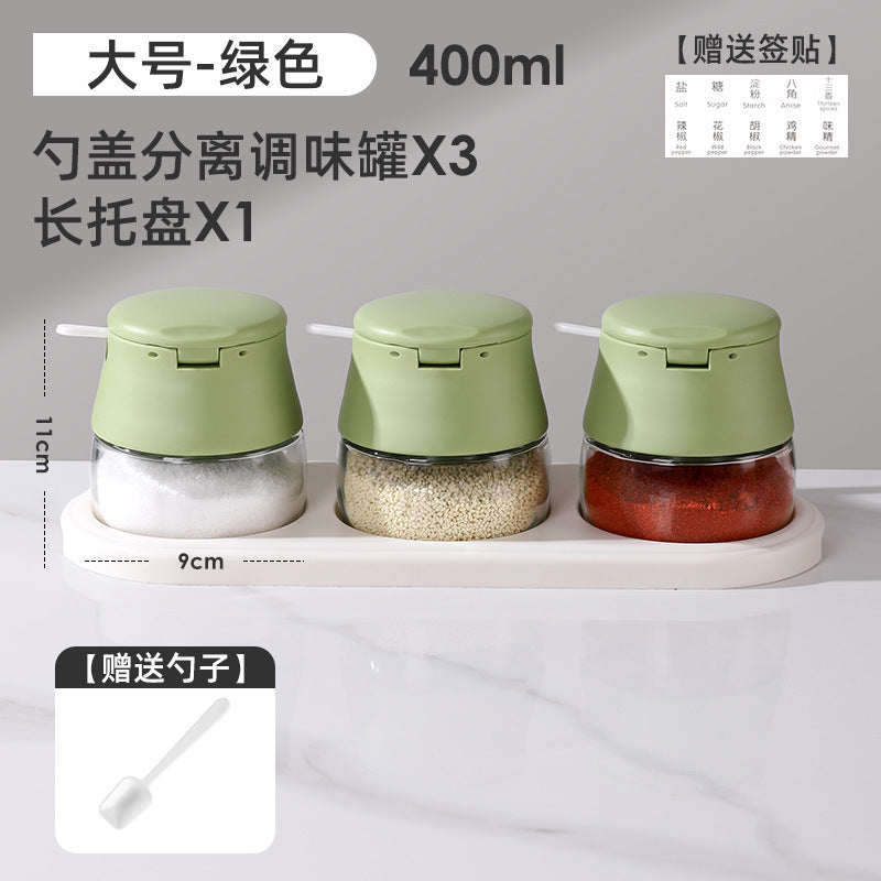 High-value seasoning box, kitchen household glass seasoning bottle, seasoning jar, salt jar sub-bottling, integrated box with spoon