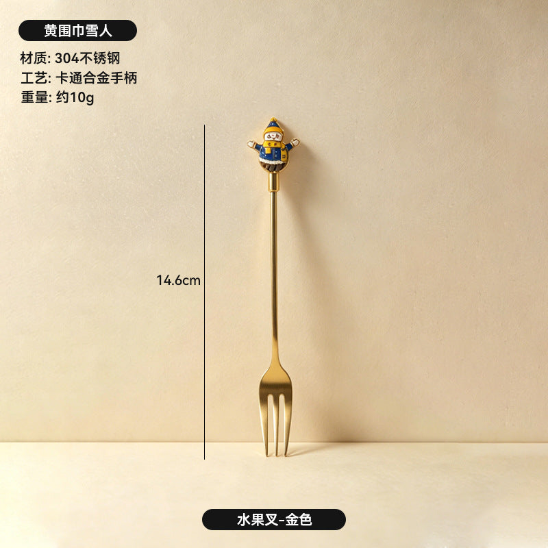 304 stainless steel luxury style creative christmas tableware coffee spoon afternoon tea dessert spoon fruit fork wholesale