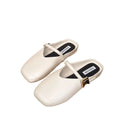 Half slippers summer women's shoes square toe metal buckle casual loafers toe half slippers casual style easiest for matchcasual