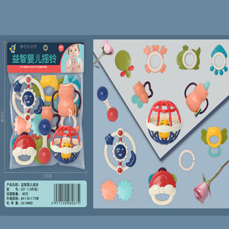 Cross-border Export South East Asia Baby Rattle Hand Rattle Bag Newborn Baby Toys Teeth Chewing Glue Rattle Gifts