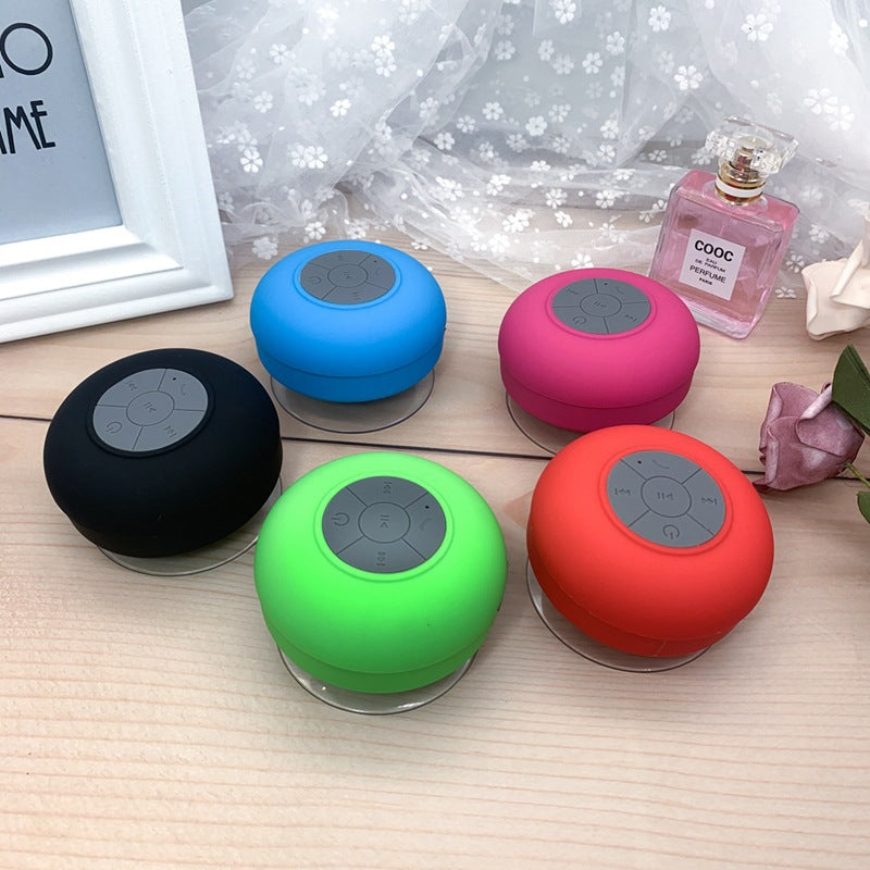 Bathroom waterproof wireless bluetooth speaker with color-changing lights, suction cup mount, mini outdoor rechargeable desktop speaker