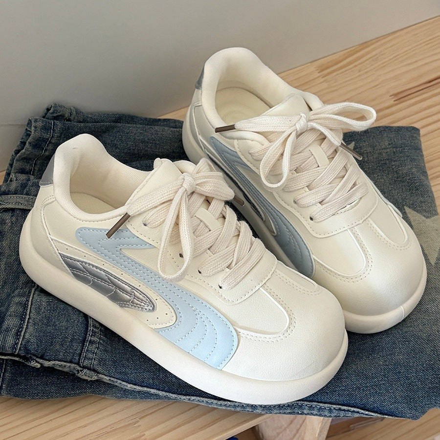 White shoes women's easiest for matchthick sole german training shoes 2026new arrivalspringniche style with color matching pants student sports casual shoes