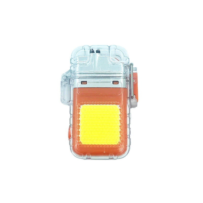 Customized keychain flashlight Dual arc lighter type-c charging and maintenance Emergency work light Strong light flashlight