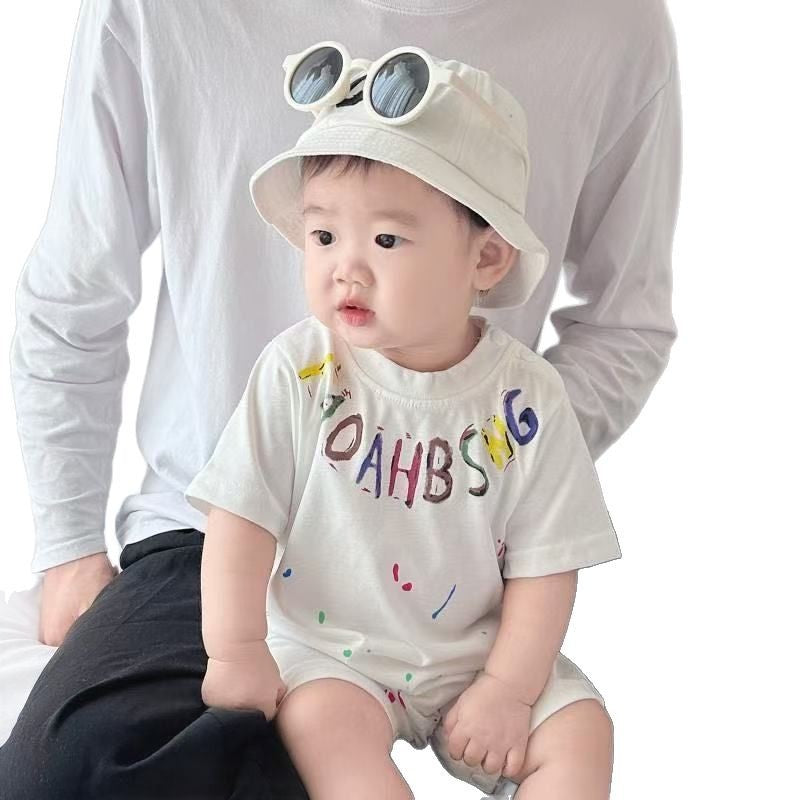 Boys' summer outfit set: trendy baby short-sleeve clothing,  new style, stylish kids' casual summer lightweight romper