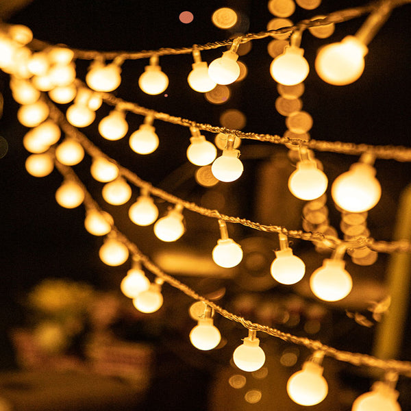 LED light string frosted round ball lights string outdoor camping battery USB lights wholesale festival wedding decoration lights
