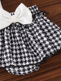 Kids clothing cross-border exportfall and winternew arrival kids white vest + houndstooth skirt baby