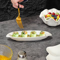 Simple pure white ceramic sushi-shaped bench restaurant hotel dessert pastry plate bench plate cooking boat-shaped plate