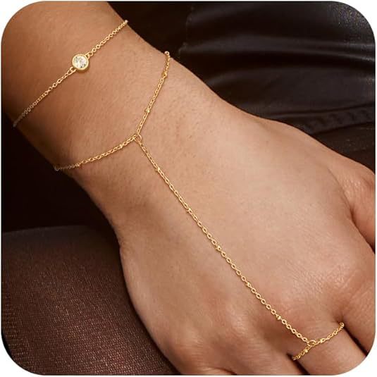 European and american new fashion minimalist bracelet finger bracelet 14k gold plated layered stackable women's jewelry bracelet