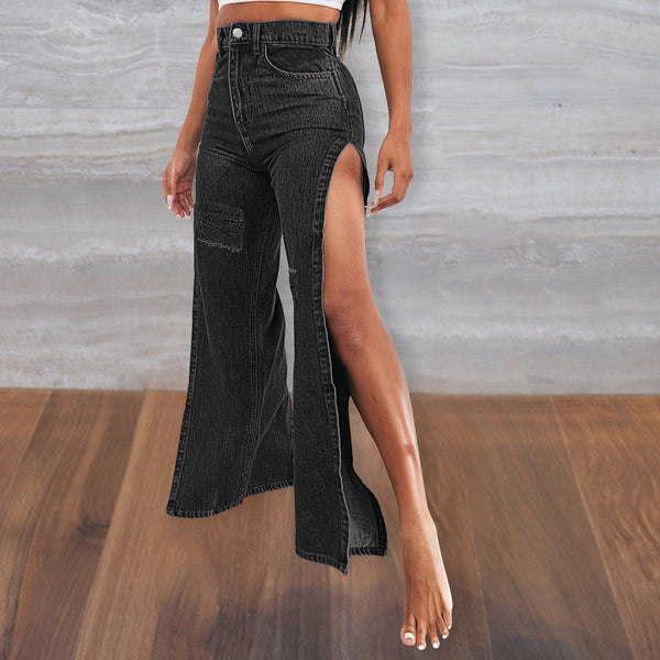 Traceable summer new jeans,   Europe, America, ripped open women's jeans