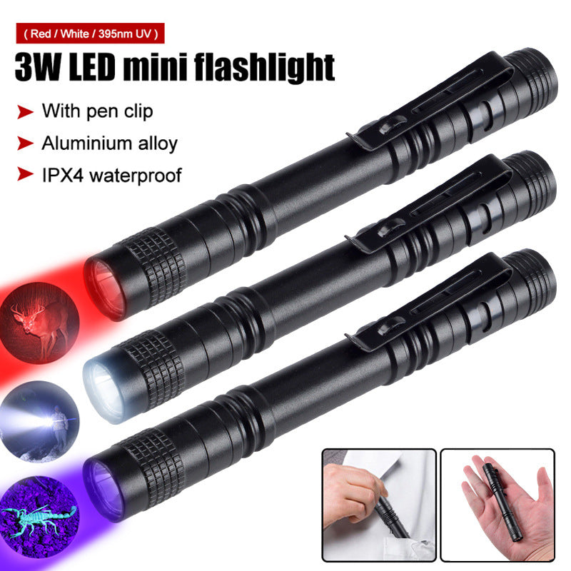 Cross-border Portable Mini LED Flashlight Aluminum Alloy Pen Shaped Household Hand Flashlight AAA Outdoor Strong Light Flashlight
