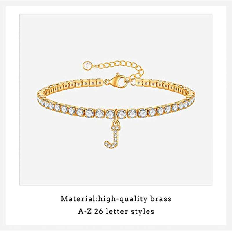 European and american cross-border new jewelry: fashionable new diamond-studded claw chain 26-letter bracelet, minimalist couple bracelet for women