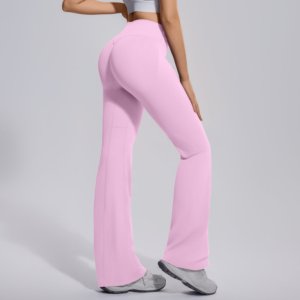 seamless micro-flared wide-leg cross-waist hip-lifting and abdominal-controlling high-elastic flared pants sports running fitness yoga wear for women