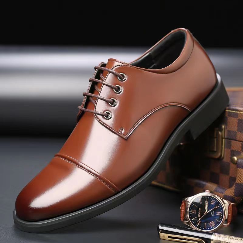 New arrival business formal leather shoes men's casual wedding groom british heightening summer breathable youth pointed toe men's shoes