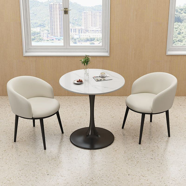 Light luxury rock slab round table, sales office chair negotiation table and chair combination, milk tea shop casual high-end table