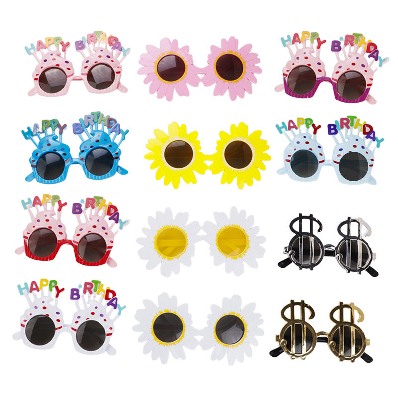 Birthday glasses - plastic, creative kids' happy party photo props, cake decoration, atmosphere photo props