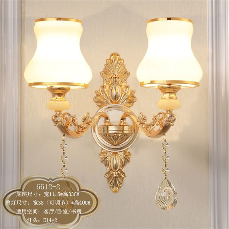 Crystal living room wall lamp european style bedroom club background wall zinc alloy wall lamp casual modern bedside lamp aisle lamp
