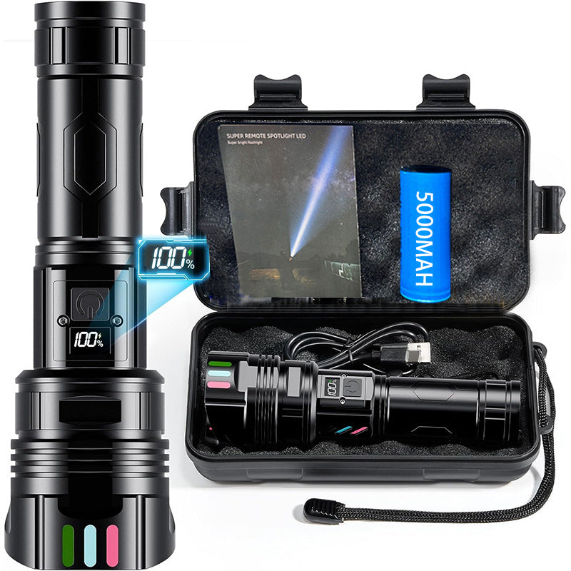 Cross-border explosive multi-functional flashlight outdoor convenient and retractable long-range zoom patrol special long-range flashlight