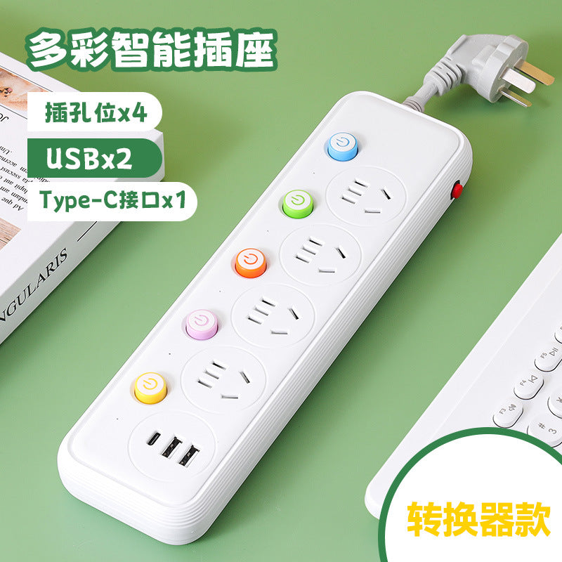 Multi-outlet power strip with individual switches, long cord, usb ports, for home and office use - wired power strip