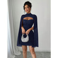 Full real shot export1688  fashion shawl sleeve hot stamping dress