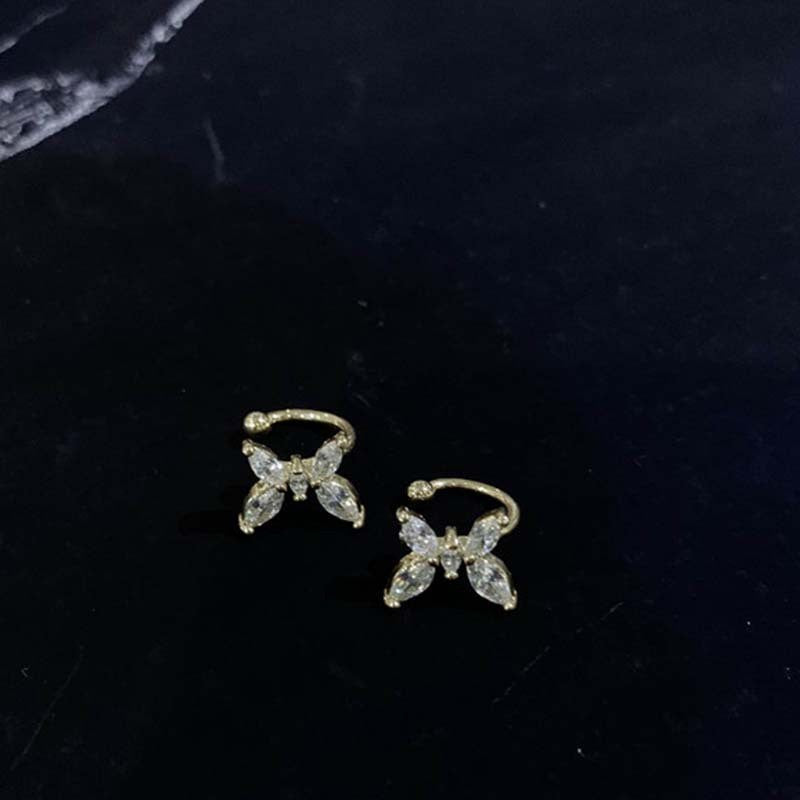 14k real gold mini exquisite zircon small butterfly ear clip without piercing 2025new arrivalpopular fairy ear clip for women