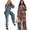 supply digital printing lantern long sleeves pleated waist comfortable tops and pants suit big sale