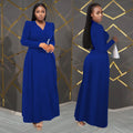C7411 cross-border   fashion women's elegant waist-cinching criss-cross collar long-sleeve dress