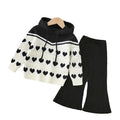 Girls' sweater two-piece set:  autumn/winter new collection - knitted hoodie and pants set for mid-sized children