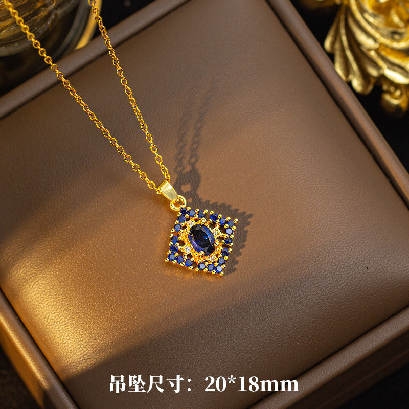 [set] high-end elegant and luxurious full diamond necklace for women, earrings, rings, full diamond copper inlaid zirconium sweater chain wholesale