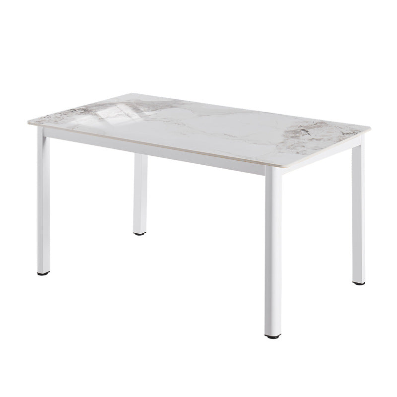 Modern minimalist sintered stone dining table, rectangular dining table for home use, small apartment minimalist dining table with fan-shaped legs
