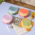 High-style, divided lunch box made with 304 stainless steel. perfect for students and office workers, this bento box is microwave-safe and ready for your packed lunch