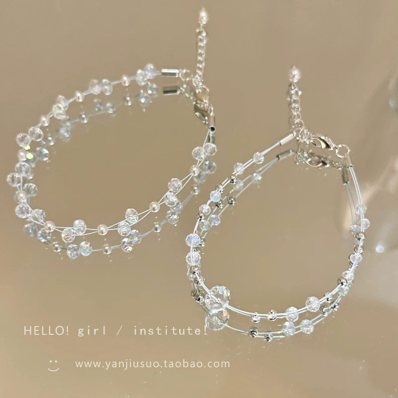 Summer light luxury double-layer crystal bracelet for women, 2026 new arrival, exquisite and sophisticated handmade bracelet with unique design