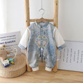 Baby boy full month, 100-day, and first birthday outfit - romper, baby spring/autumn double-layer long-sleeve chinese style romper