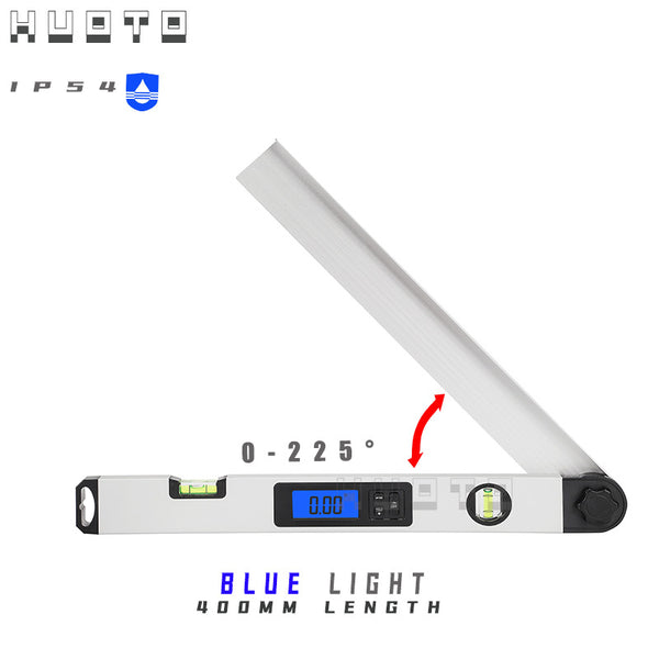 HUOTO woodworking angle ruler 225 degrees 400MM aluminum alloy digital display angle ruler, aluminum alloy electronic angle ruler