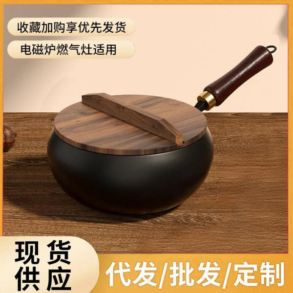 New ancient Zhangqiu iron pan non-stick pan one person food household small wok uncoated wok frying pan big belly pan