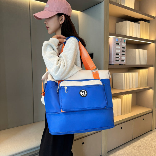 Portable foldable travel bag dry and wet separation sports fitness bag going out large capacity cover tie rod storage bag female