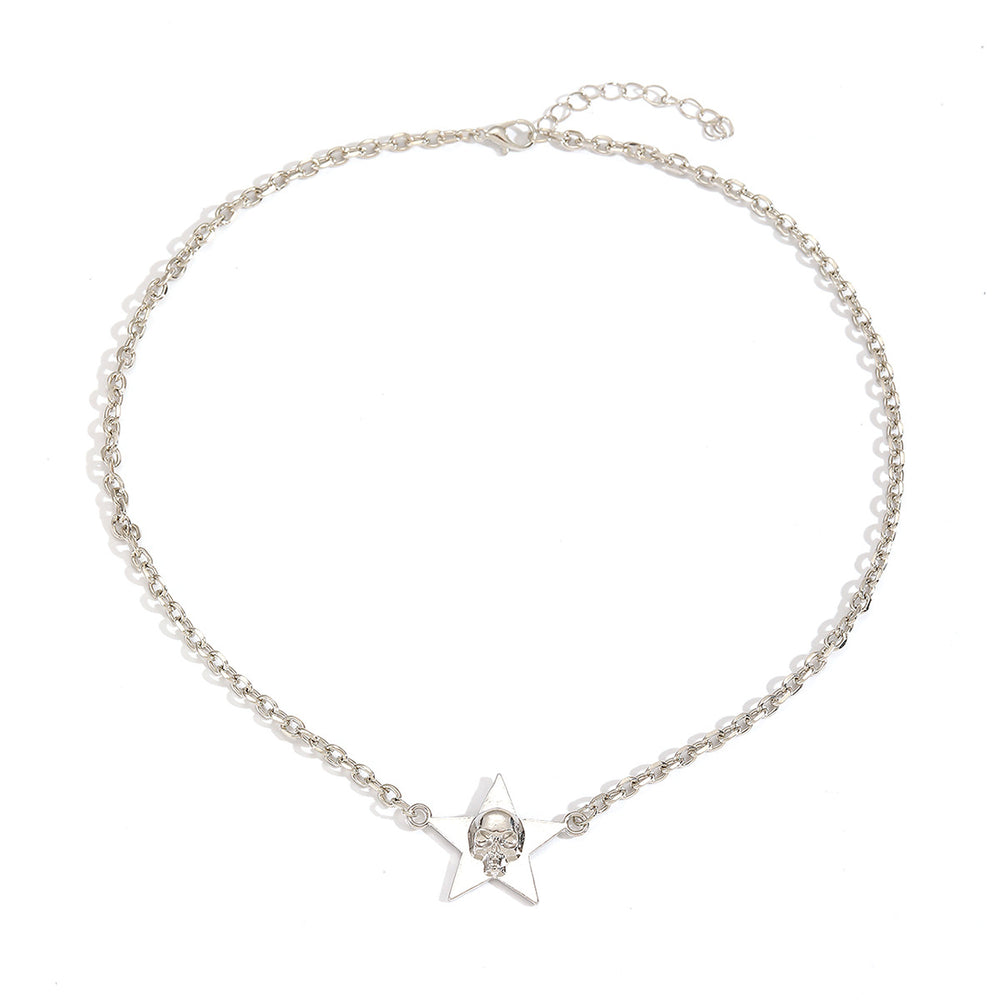 Sweater necklace wholesale fashion cross-border accessories stylish women's hip-hop street skull star halloween clavicle chain
