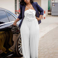 D554export women's clothing new arrivalelegantpure colorfashionsexy large flowerpure color pleated african jumpsuit