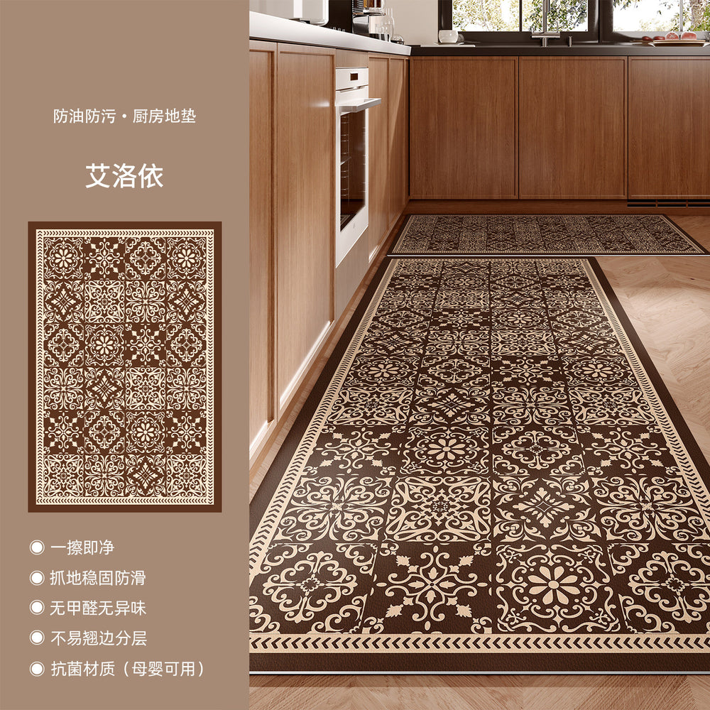 Kitchen floor mat, non-slip, oil-proof, american retro pvc, cuttable, waterproof, high-end feel, foot mat, wipeable, no-wash, for home
