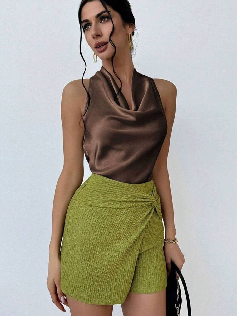 women's sexy sleeveless satin shirt  spring and summer  fashion work women's shirt