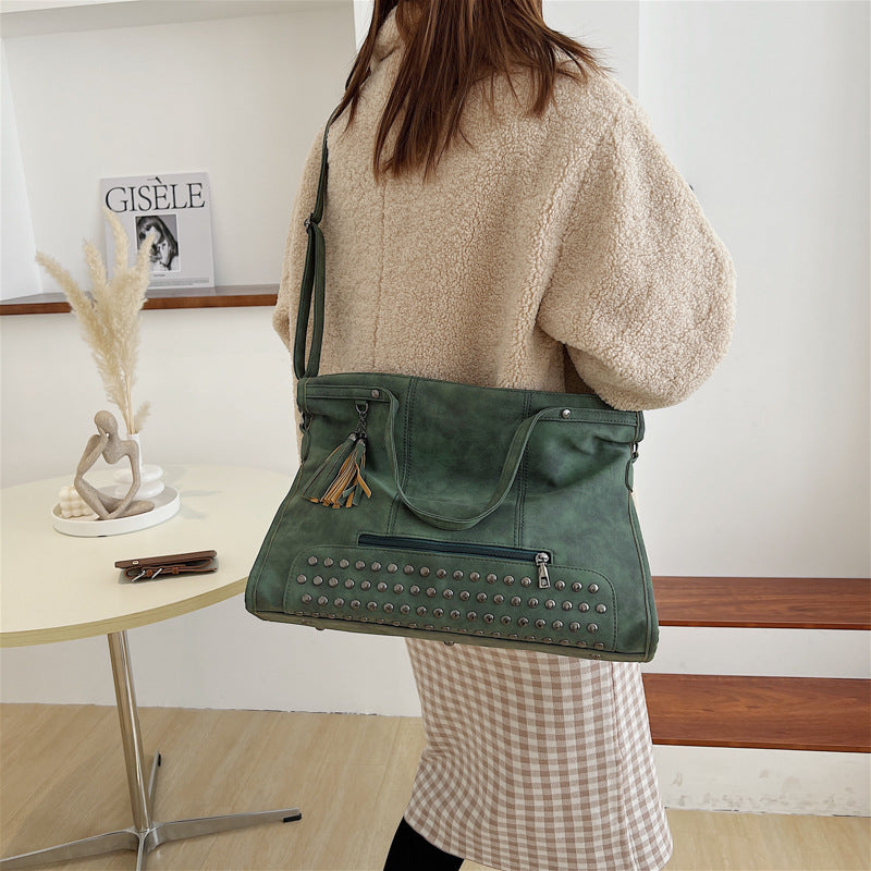 Simple casual messenger bag 2025 autumn new bag women's retro trend tote bag foreign style fashion shoulder bag