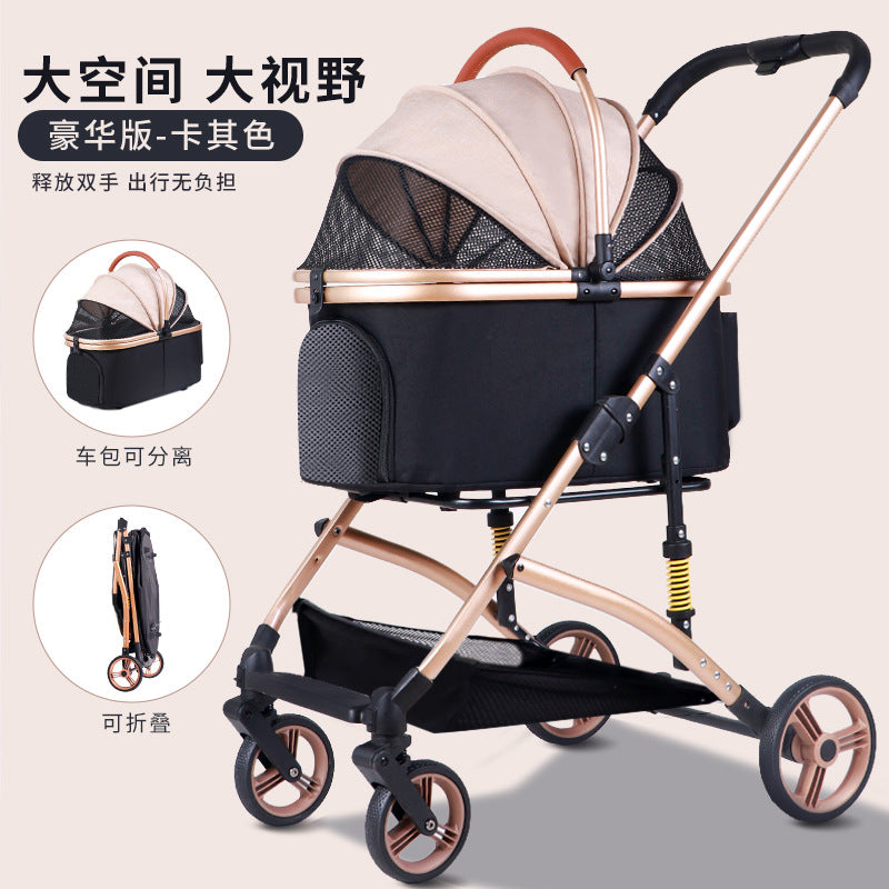 Pet stroller for dogs and cats - portable, foldable, lightweight, and large capacity cat carrier for small to medium breeds
