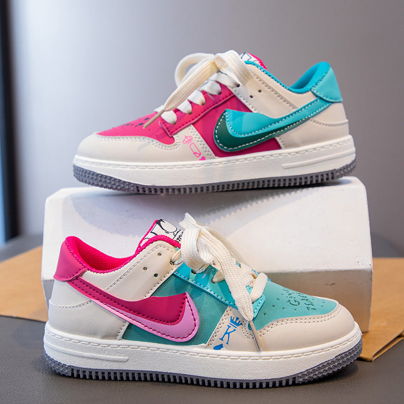 Big stupid bear girls mandarin duck board shoes 2025 autumn new children's trendy brand sports shoes boys Korean board casual shoes