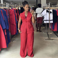 Fashion cross-border women's clothing  summer new style elegantwork clothing stereo flower vest vest high waist pants suit