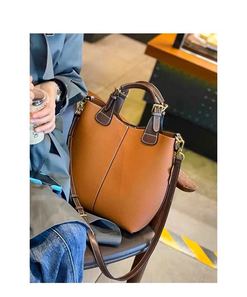 Togo first-layer cowhide large-capacity mother-in-law bag classy hand-carry shoulder crossbody bag women's bag genuine leather bucket bag
