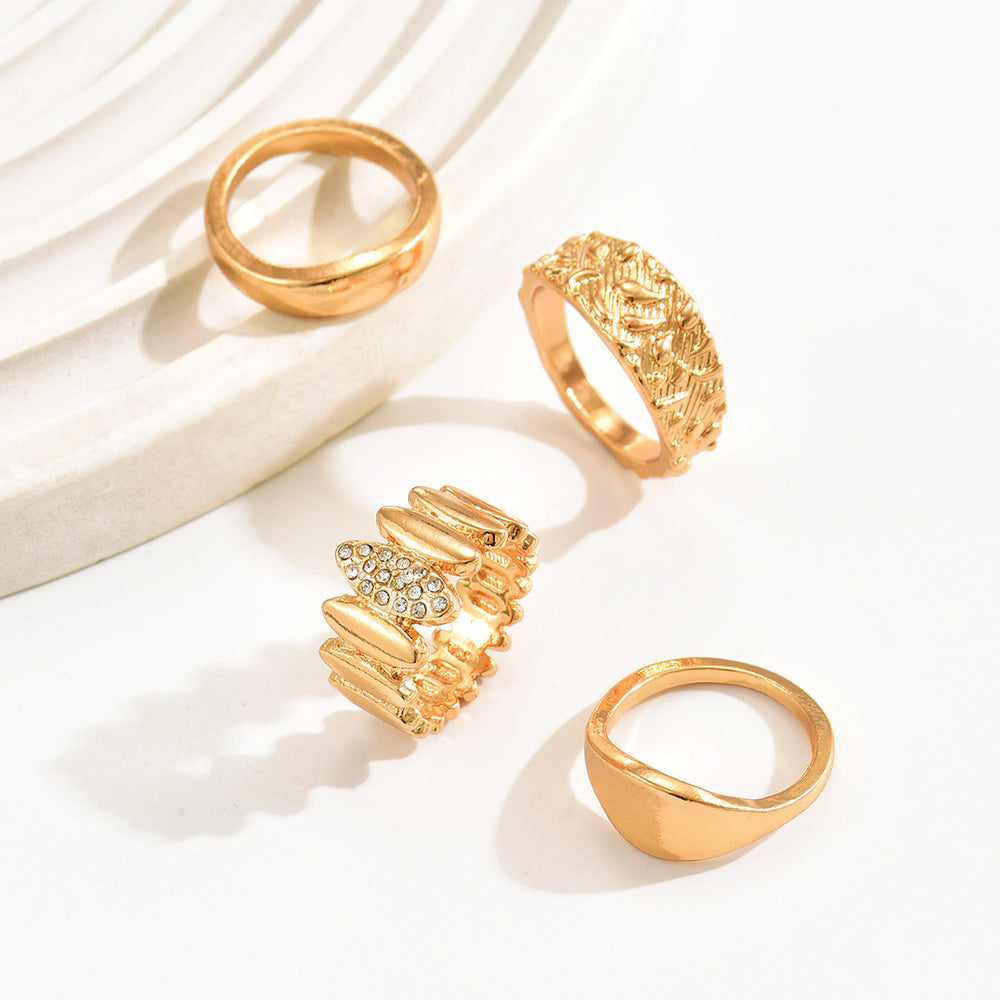 European and american cross-border jewelry: irregular metal shiny ring set - minimalist, stylish, and trendy knuckle rings wholesale
