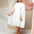 European and american women's clothing  spring new fashion loose elegant cape pleated plus size batwing sleeve export dress