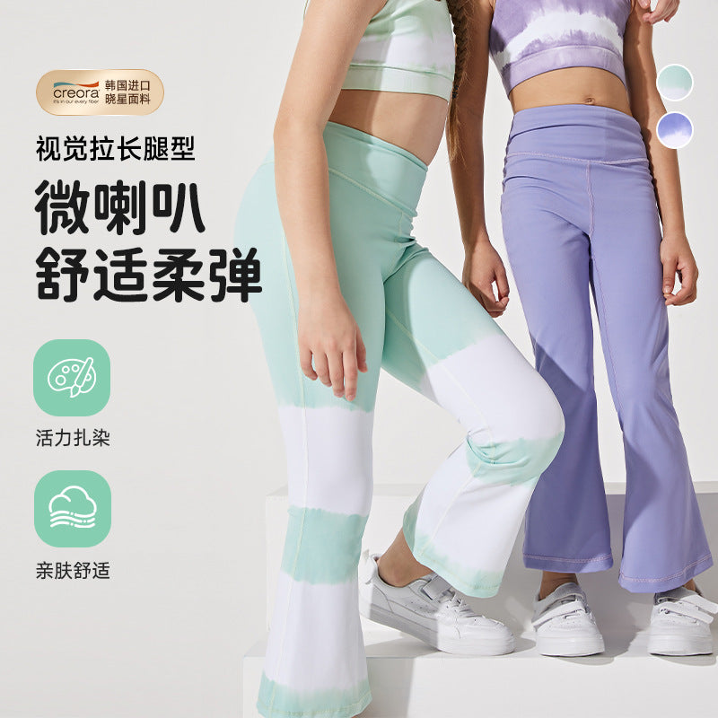 Ink printingkids fitness bell bottoms women's suitloose pants high waist belly control sports comfortablekids fitness wear