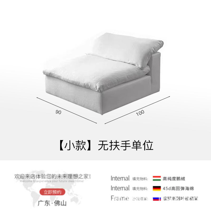 Designer yunsha releases art three-person straight-line modern casual cream style down module sofa combination